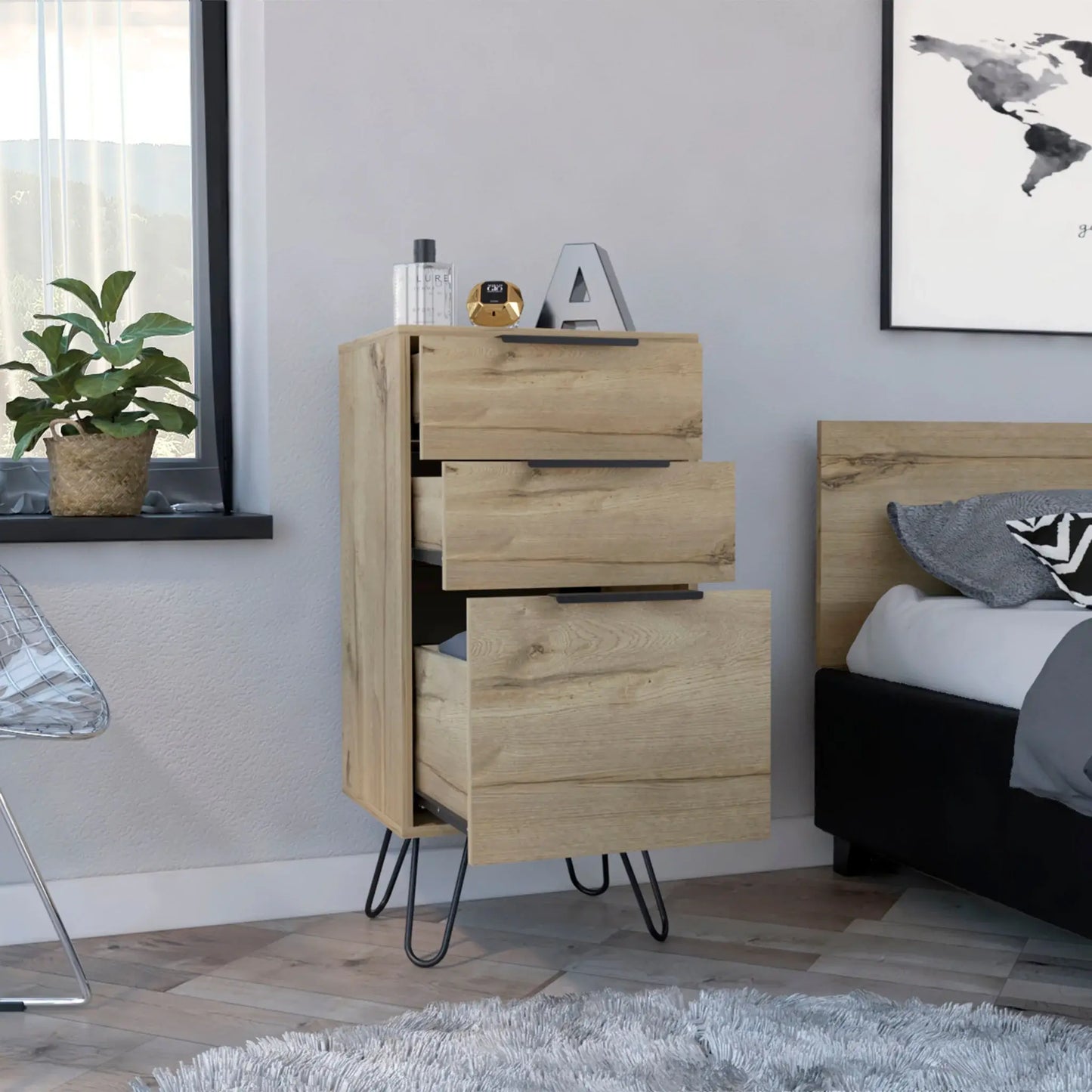 18" Brown and Black Three Drawer Standard Chest - Homeroots - Flyclothing LLC