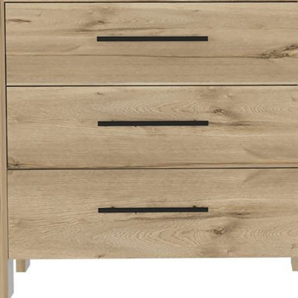 59" Natural and Black Six Drawer Double Dresser - Homeroots - Flyclothing LLC