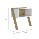 24" White and Oak Faux Wood Nightstand - Homeroots - Flyclothing LLC