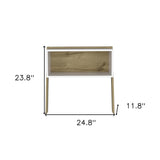 24" White and Oak Faux Wood Nightstand - Homeroots - Flyclothing LLC