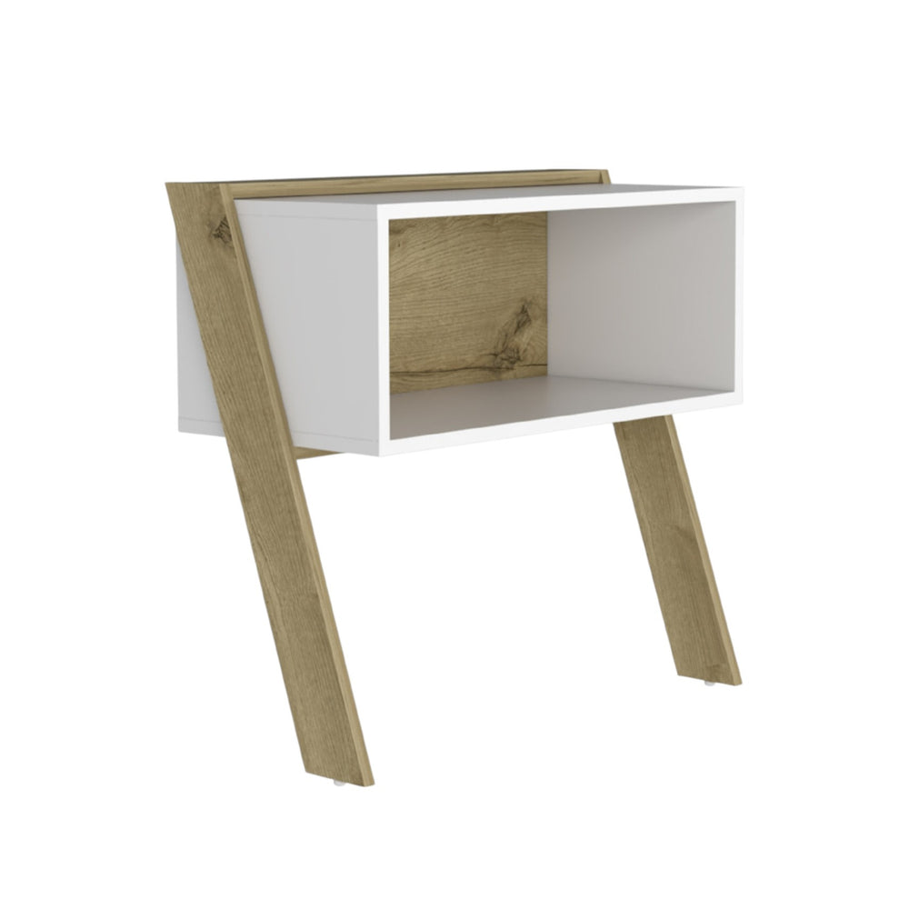 24" White and Oak Faux Wood Nightstand - Homeroots