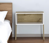 24" White and Oak Faux Wood Nightstand - Homeroots - Flyclothing LLC