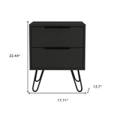 22" Black Two Drawer Faux Wood Nightstand - Homeroots - Flyclothing LLC