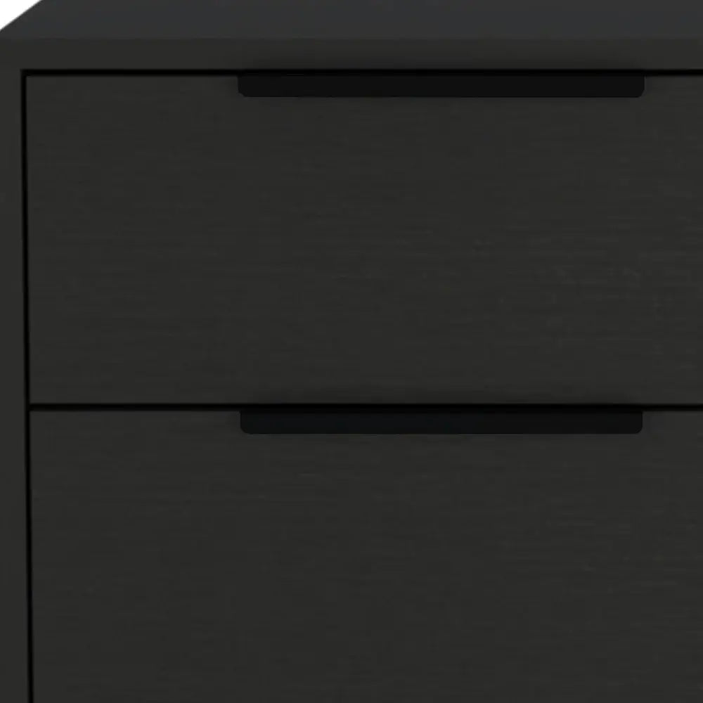 22" Black Two Drawer Faux Wood Nightstand - Homeroots - Flyclothing LLC