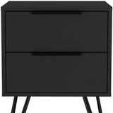 22" Black Two Drawer Faux Wood Nightstand - Homeroots - Flyclothing LLC