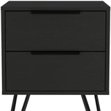 22" Black Two Drawer Faux Wood Nightstand - Homeroots - Flyclothing LLC