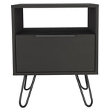 22" Black Faux Wood Nightstand With Storage - Homeroots
