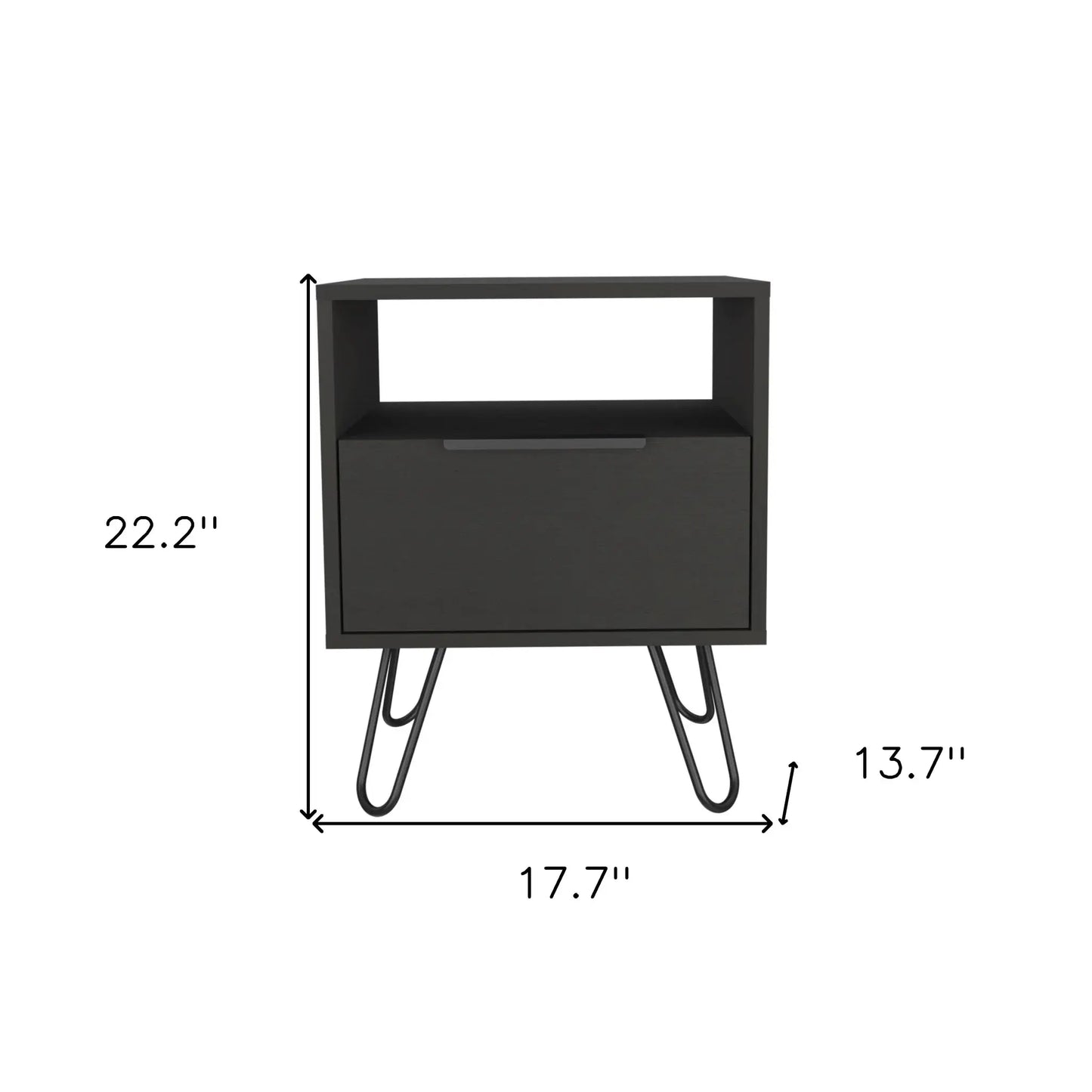 22" Black Faux Wood Nightstand With Storage - Homeroots - Flyclothing LLC