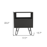 22" Black Faux Wood Nightstand With Storage - Homeroots - Flyclothing LLC