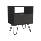 22" Black Faux Wood Nightstand With Storage - Homeroots