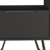 22" Black Faux Wood Nightstand With Storage - Homeroots