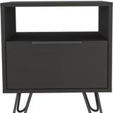 22" Black Faux Wood Nightstand With Storage - Homeroots - Flyclothing LLC