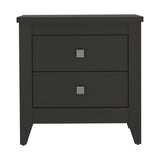 24" Black Two Drawer Faux Wood Nightstand - Homeroots - Flyclothing LLC