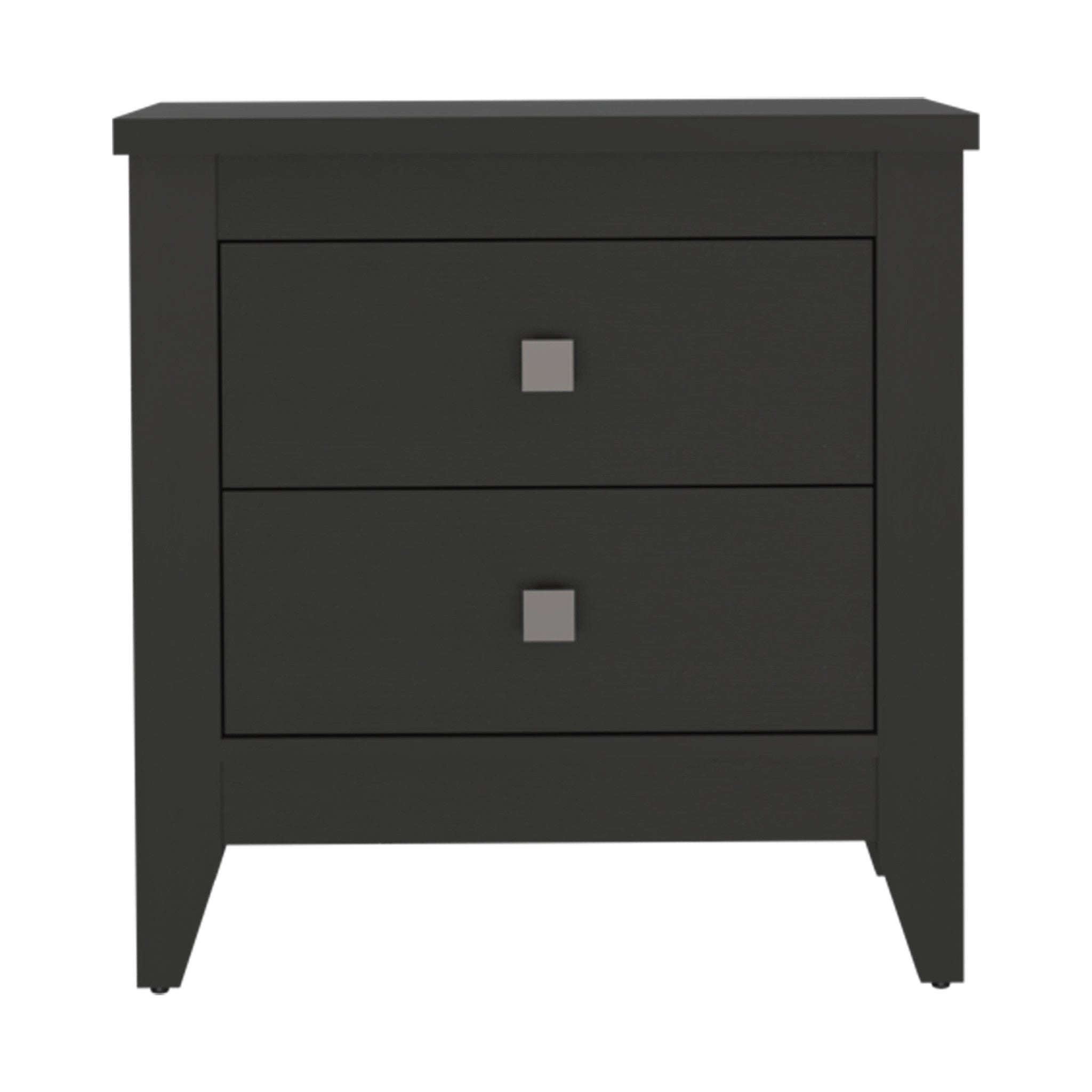 24" Black Two Drawer Faux Wood Nightstand - Homeroots - Flyclothing LLC