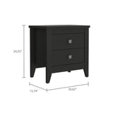 24" Black Two Drawer Faux Wood Nightstand - Homeroots - Flyclothing LLC