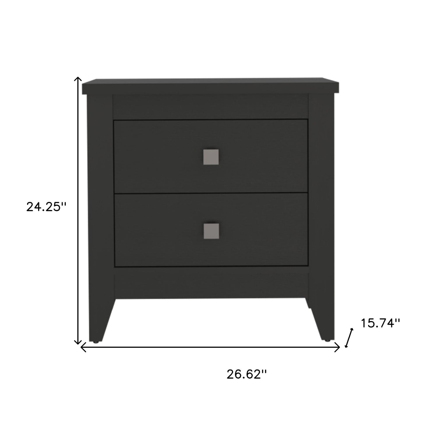 24" Black Two Drawer Faux Wood Nightstand - Homeroots - Flyclothing LLC
