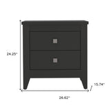24" Black Two Drawer Faux Wood Nightstand - Homeroots - Flyclothing LLC