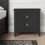 24" Black Two Drawer Faux Wood Nightstand - Homeroots - Flyclothing LLC