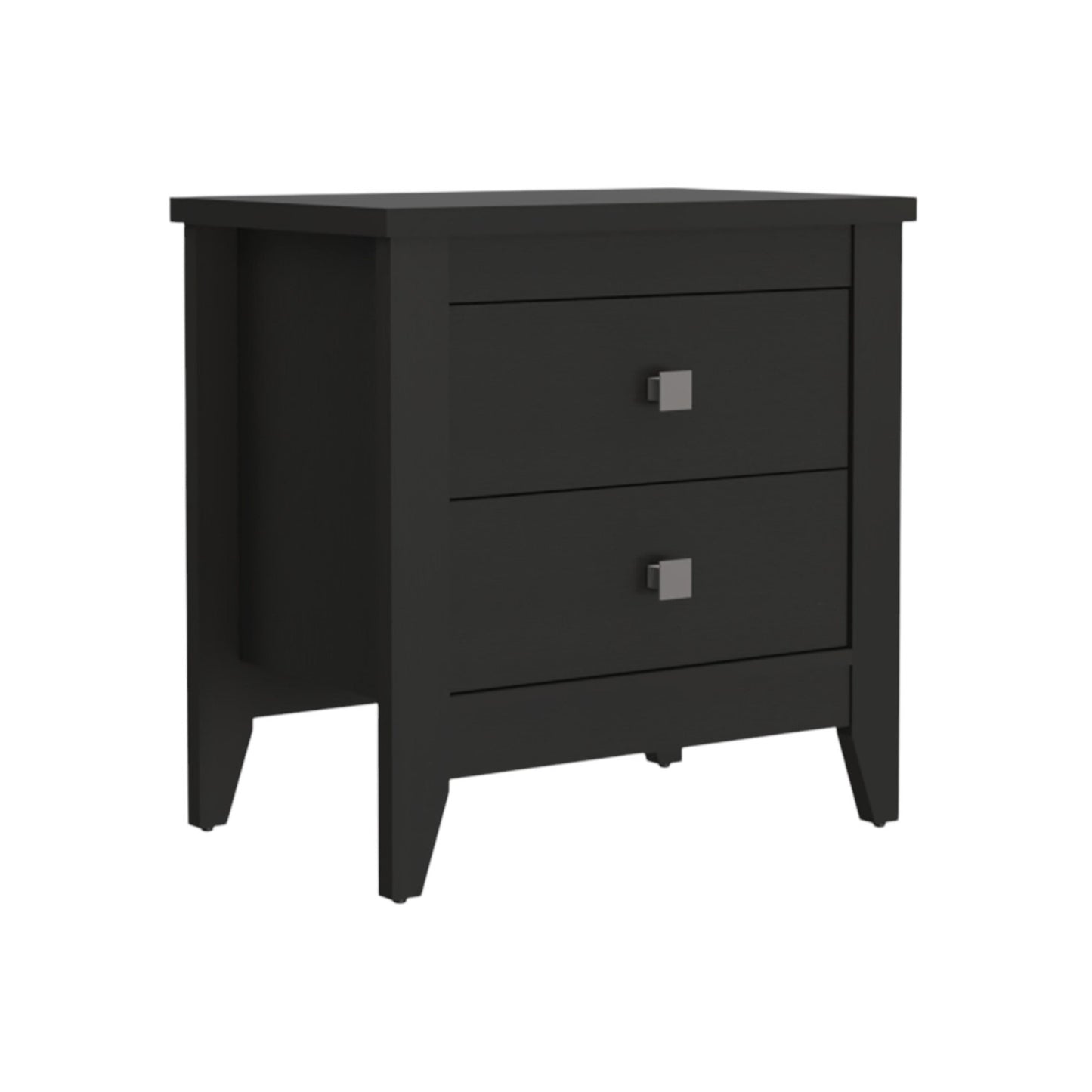 24" Black Two Drawer Faux Wood Nightstand - Homeroots - Flyclothing LLC