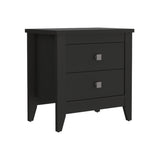 24" Black Two Drawer Faux Wood Nightstand - Homeroots - Flyclothing LLC
