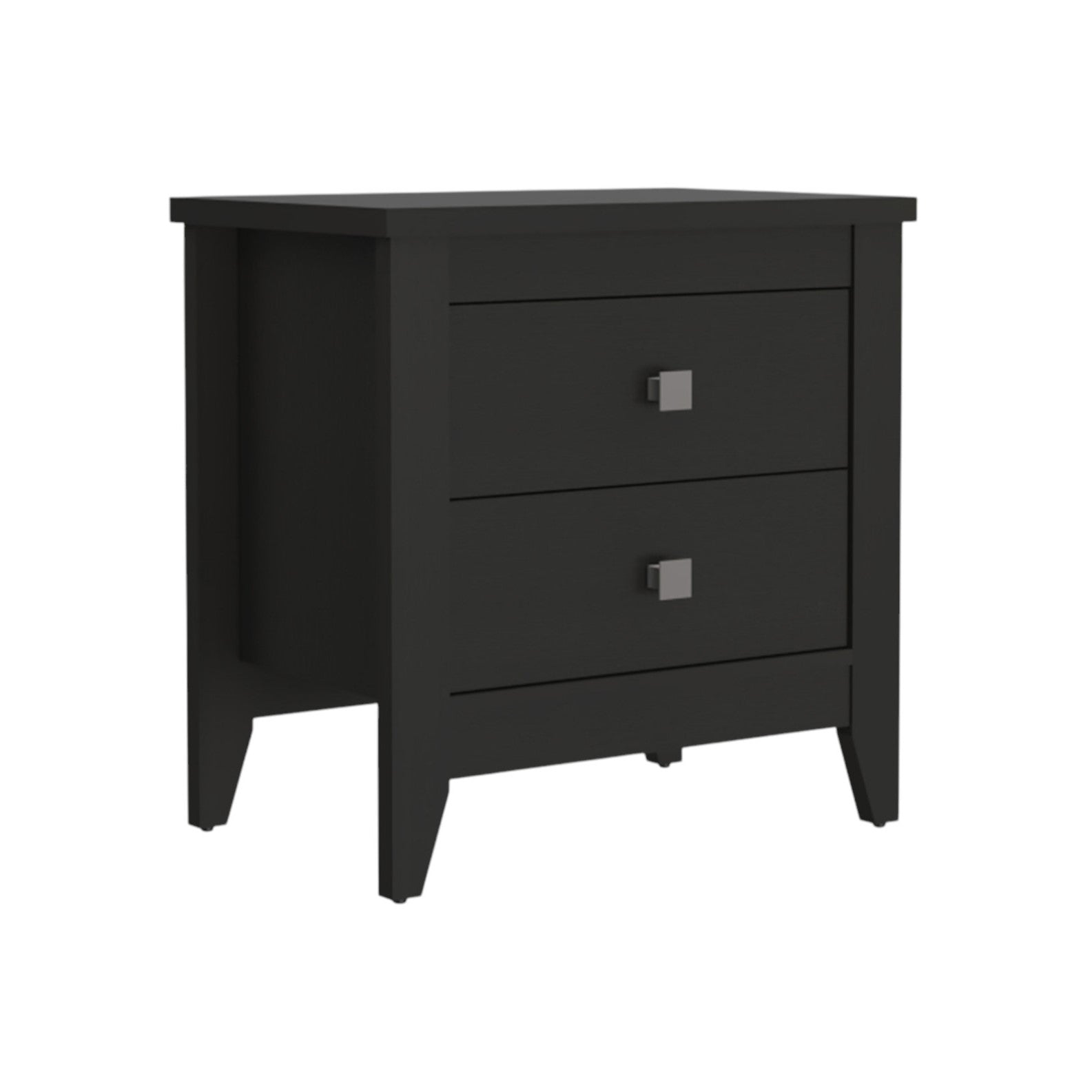 24" Black Two Drawer Faux Wood Nightstand - Homeroots - Flyclothing LLC