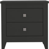 24" Black Two Drawer Faux Wood Nightstand - Homeroots - Flyclothing LLC