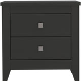 24" Black Two Drawer Faux Wood Nightstand - Homeroots