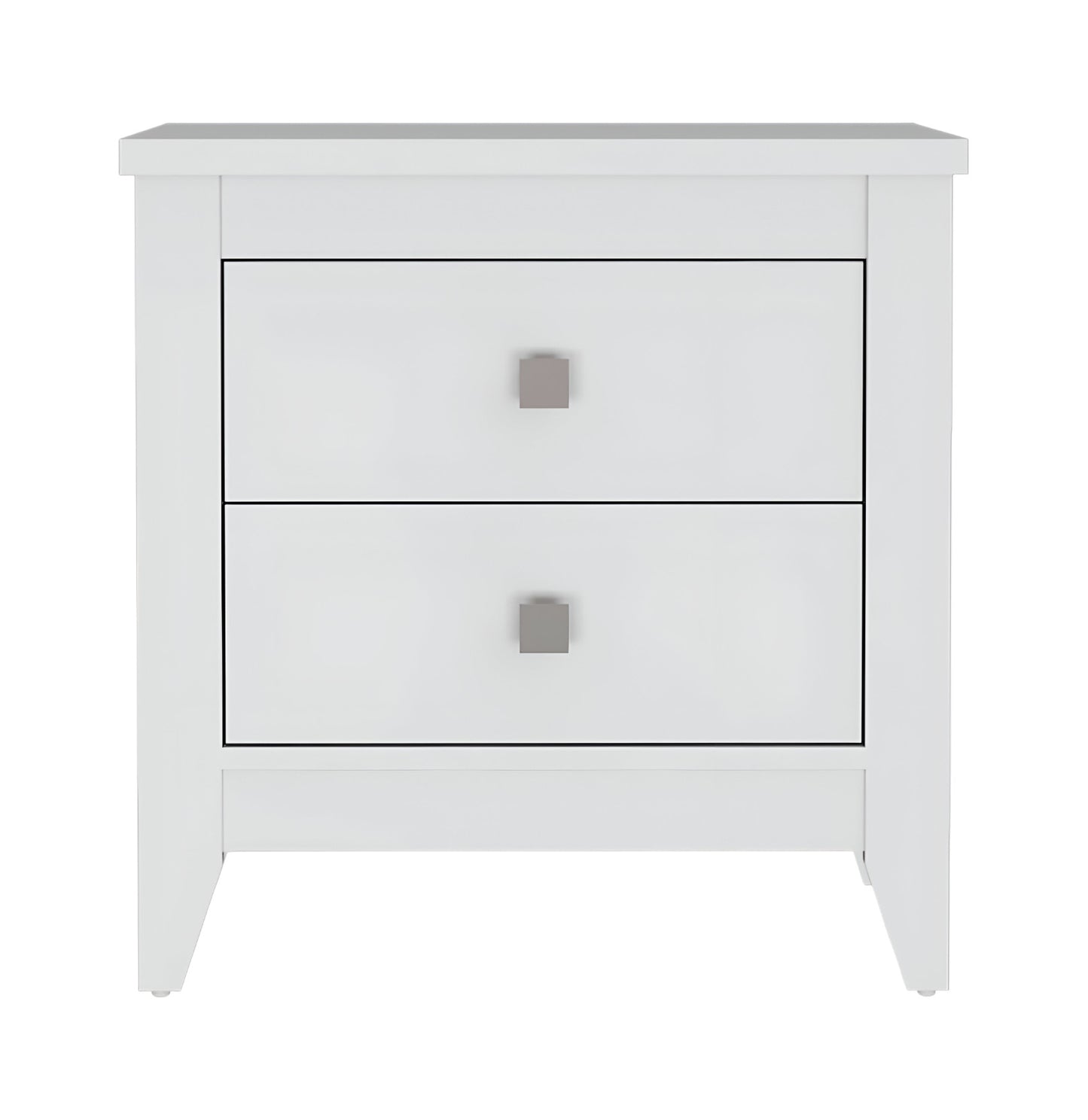 24" White Two Drawer Faux Wood Nightstand - Homeroots - Flyclothing LLC