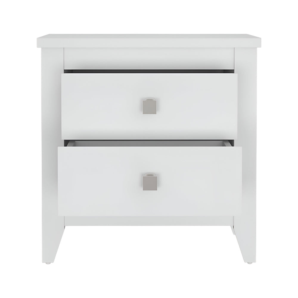 24" White Two Drawer Faux Wood Nightstand - Homeroots - Flyclothing LLC
