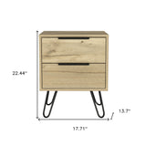 22" Oak Two Drawer Faux Wood Nightstand - Homeroots - Flyclothing LLC