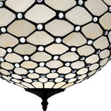 Black and White Tiffany Style Two Light Semi Flush Ceiling Lamp - Homeroots