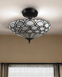 Black and Gray Two Light Tiffany Style Semi Flush Dimmable Ceiling LIght - Homeroots
