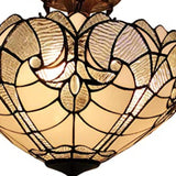 Yellow and Brown Two Light Tiffany Style Semi Flush Dimmable Ceiling Light - Homeroots