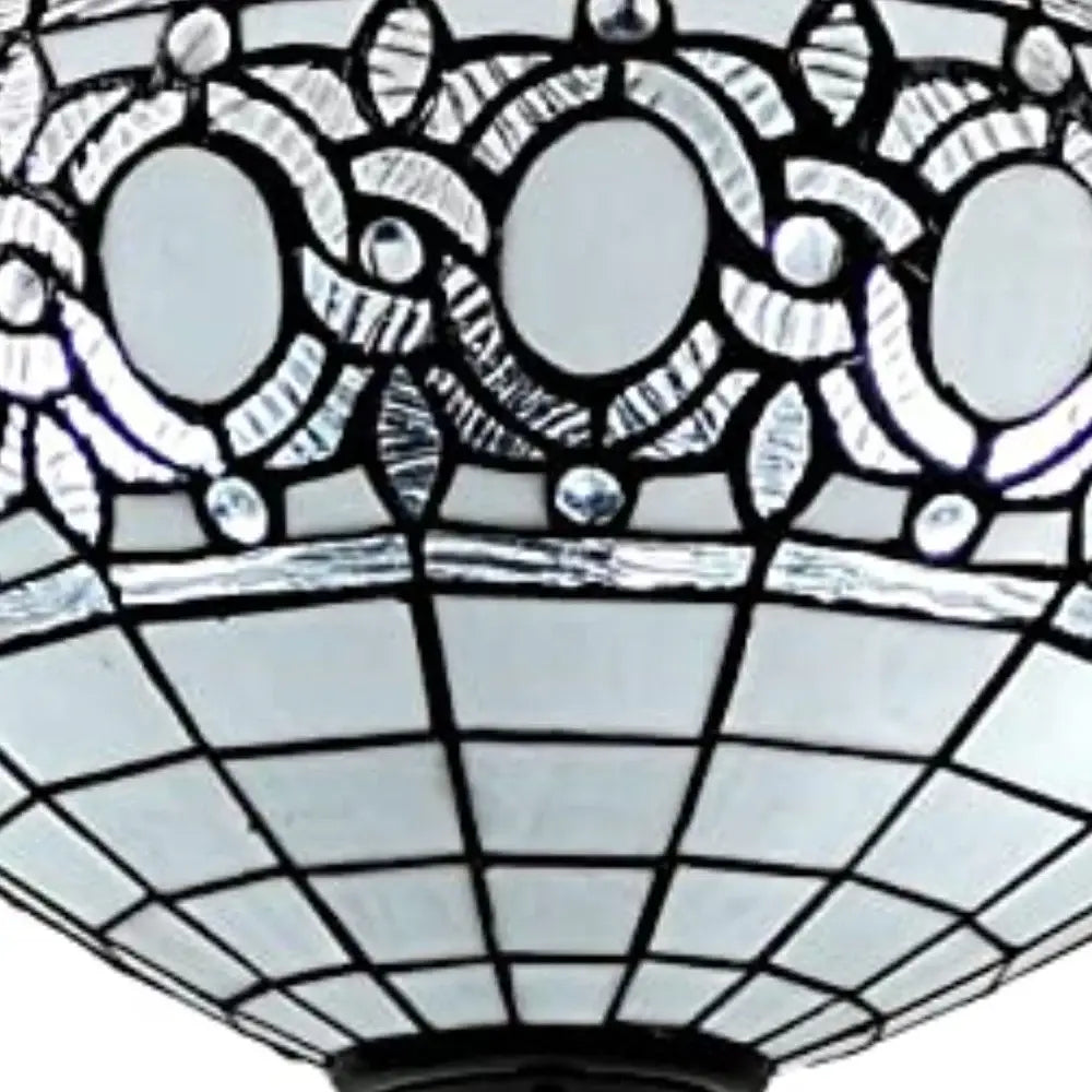 Blue and Black Tiffany Style Two Light Glass Dimmable Semi Flush Ceiling Light - Homeroots - Flyclothing LLC