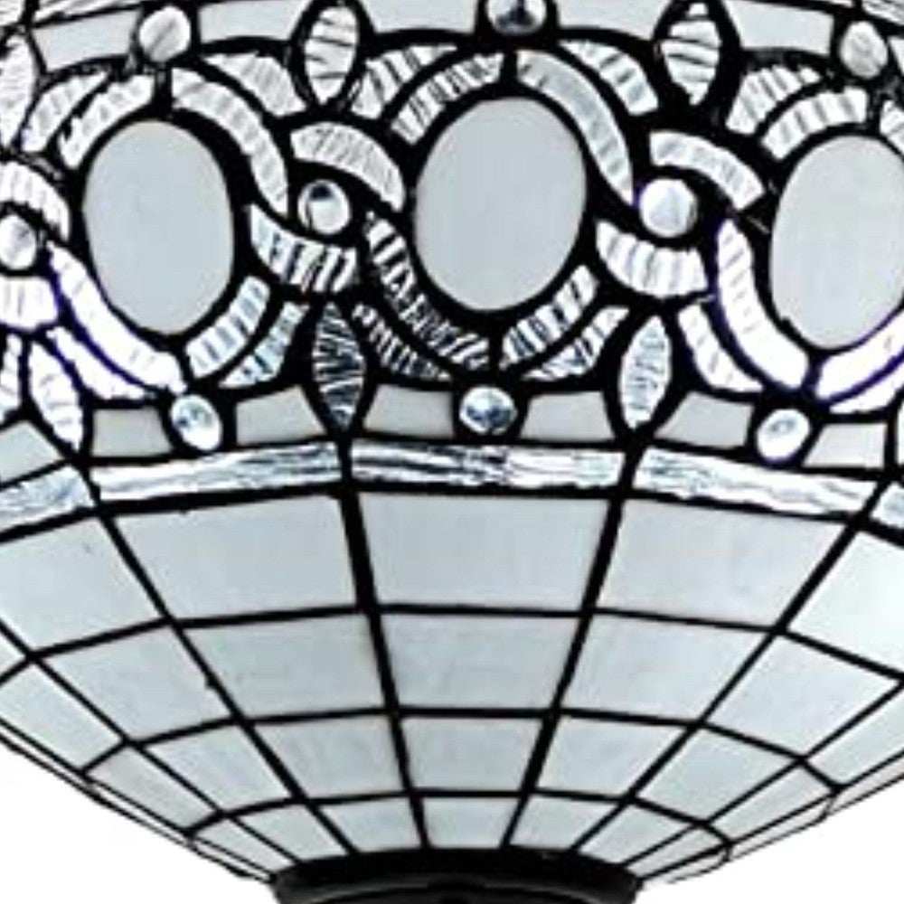 Blue and Black Tiffany Style Two Light Glass Dimmable Semi Flush Ceiling Light - Homeroots - Flyclothing LLC