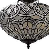 Black and Gray Tiffany Style Two Light Glass Dimmable Semi Flush Ceiling Light - Homeroots