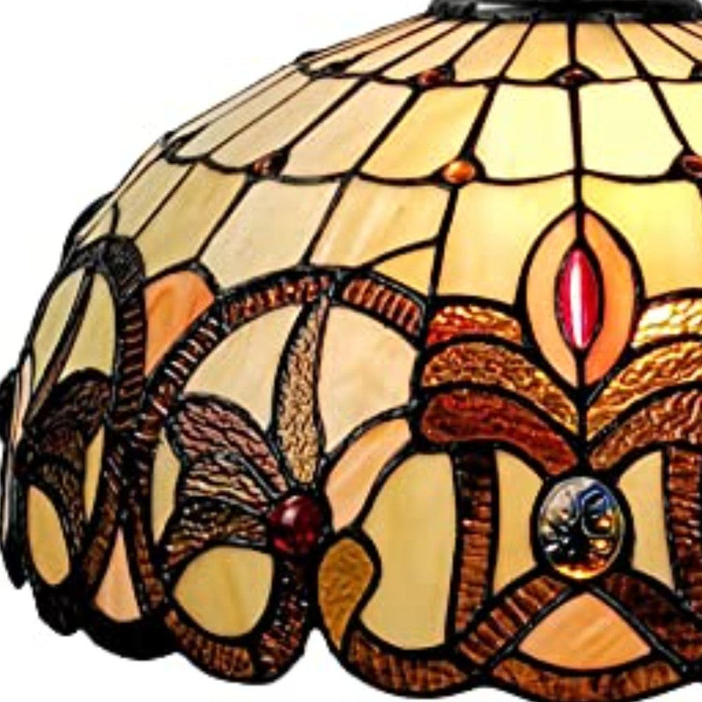 16" Tiffany Style Stained Glass Two Light Glass Dimmable Ceiling Light - Homeroots - Flyclothing LLC