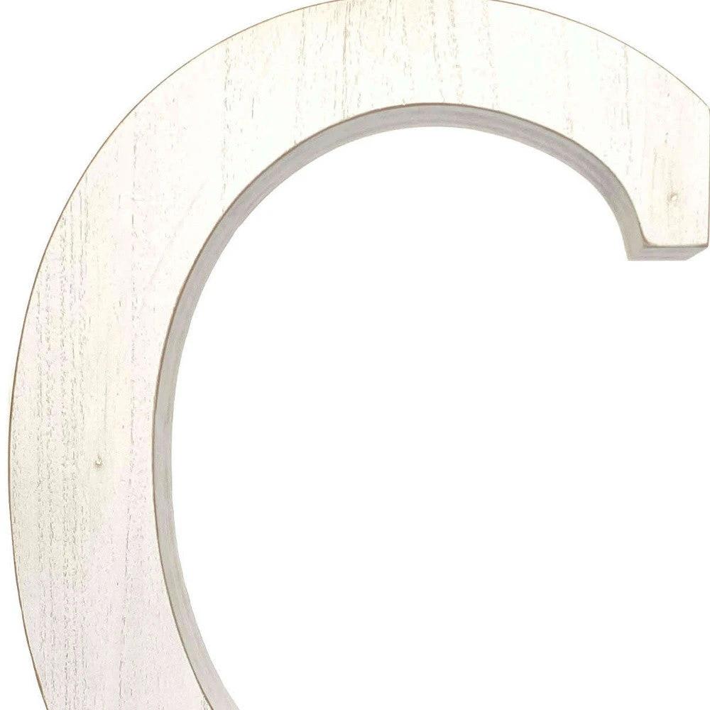 16" White Distressed Wood Letter C Tabletop Sculpture - Homeroots