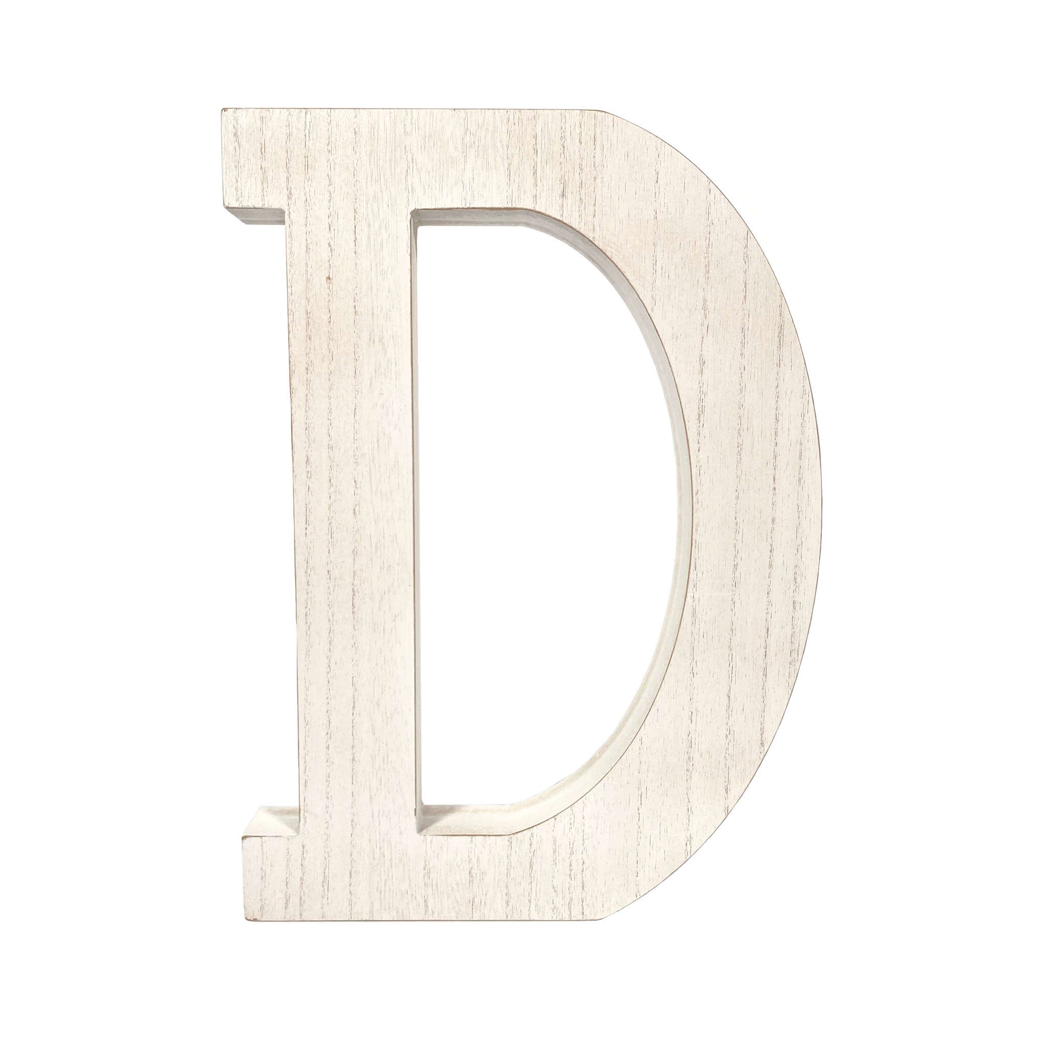 16" Distressed White Wash Wooden Initial Letter D Sculpture - Homeroots - Flyclothing LLC