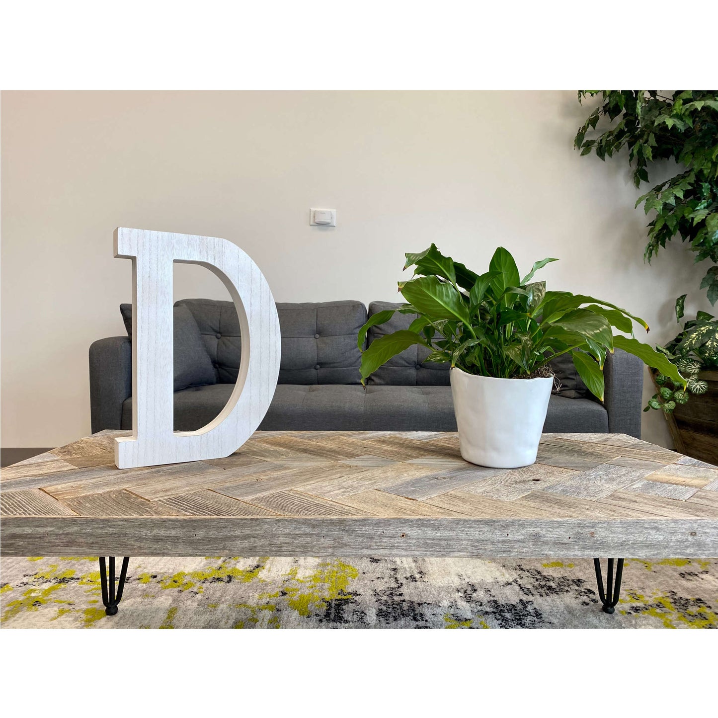 16" Distressed White Wash Wooden Initial Letter D Sculpture - Homeroots - Flyclothing LLC