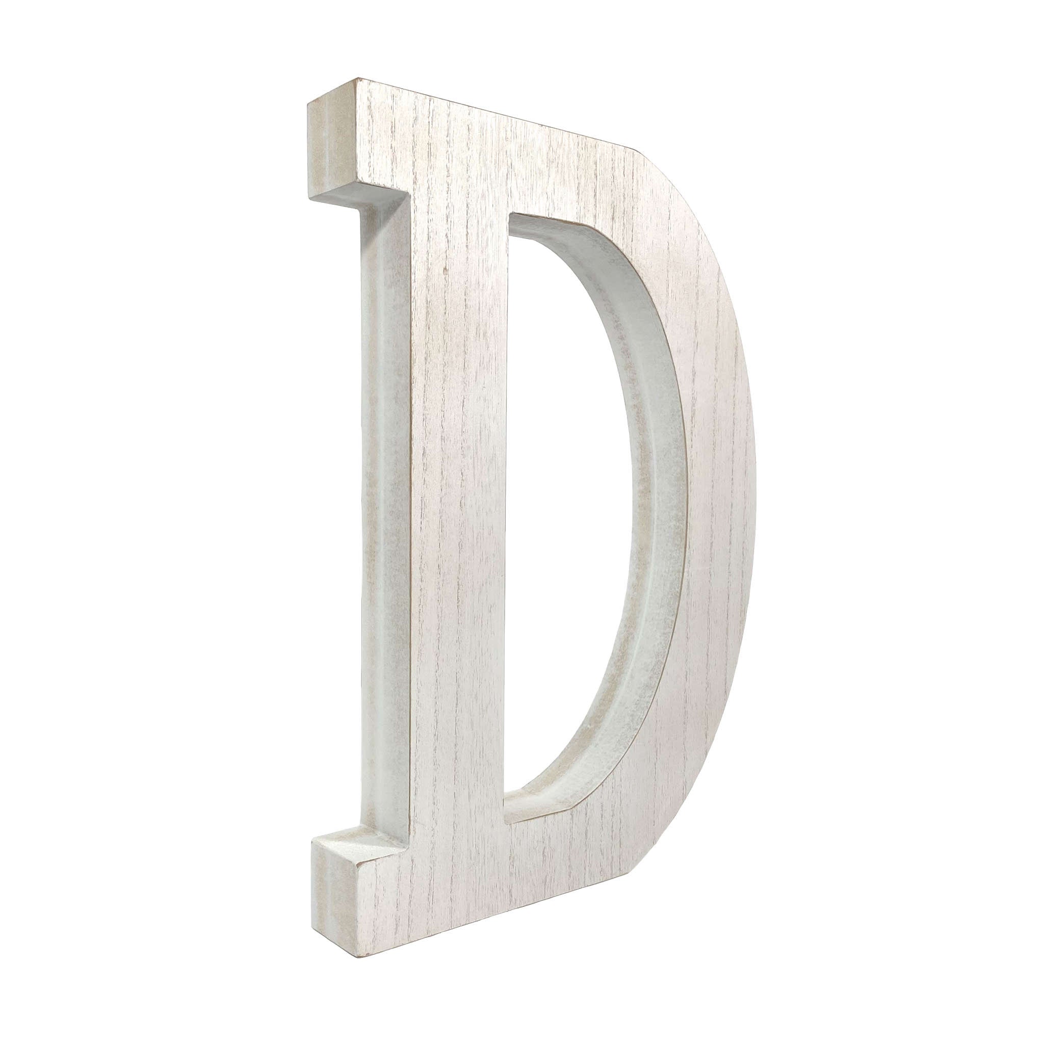 16" Distressed White Wash Wooden Initial Letter D Sculpture - Homeroots - Flyclothing LLC