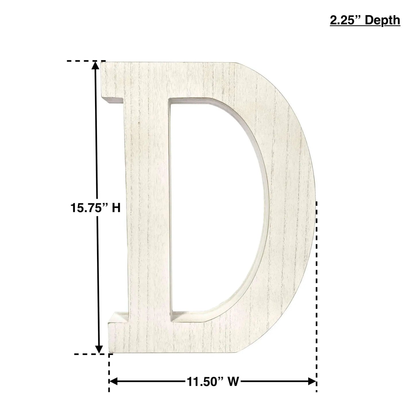 16" Distressed White Wash Wooden Initial Letter D Sculpture - Homeroots - Flyclothing LLC