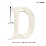 16" Distressed White Wash Wooden Initial Letter D Sculpture - Homeroots - Flyclothing LLC