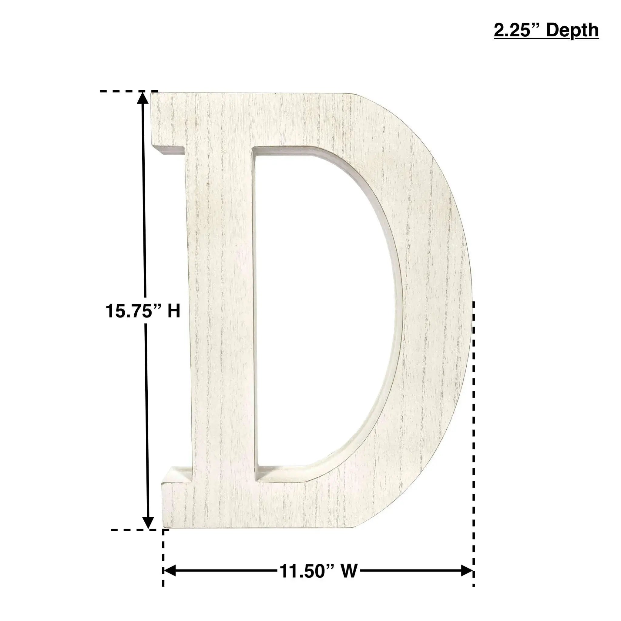16" Distressed White Wash Wooden Initial Letter D Sculpture - Homeroots - Flyclothing LLC