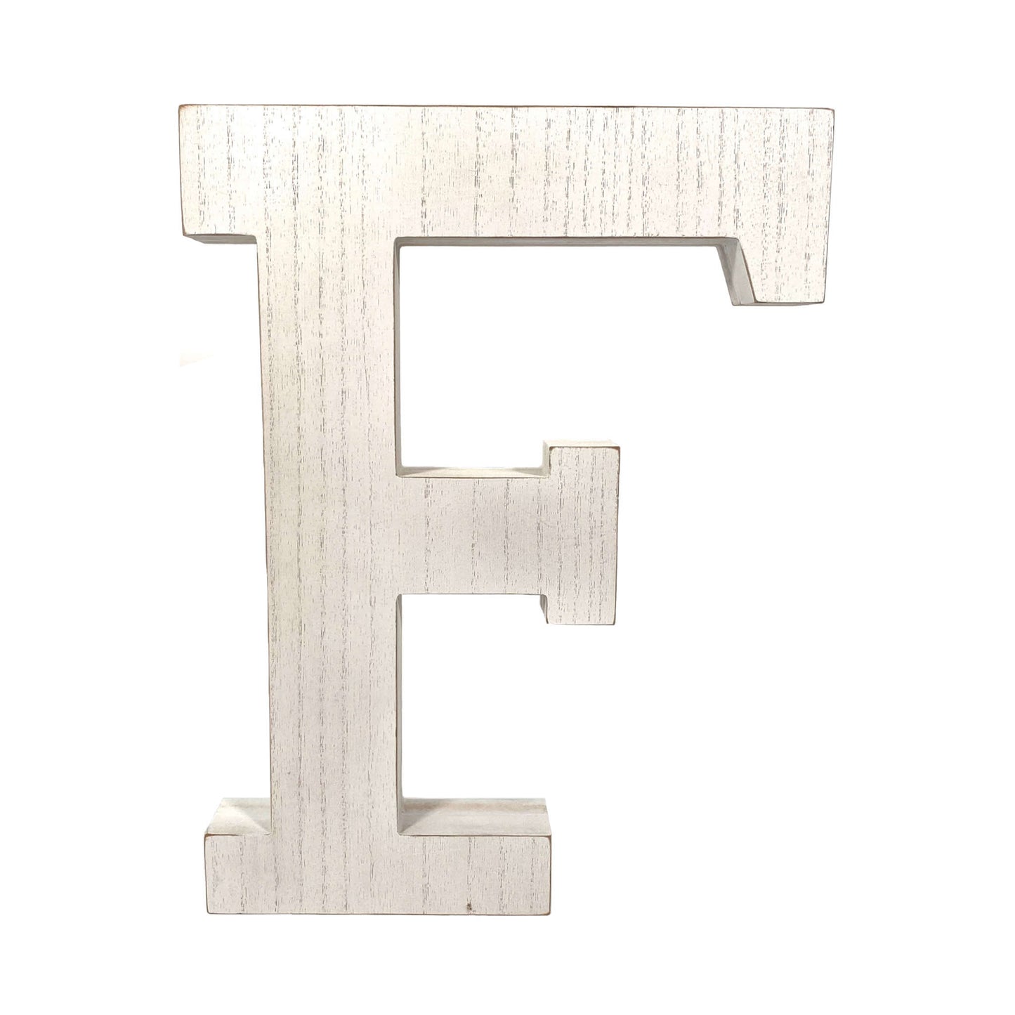 16" Distressed White Wash Wooden Initial Letter F Sculpture - Homeroots - Flyclothing LLC
