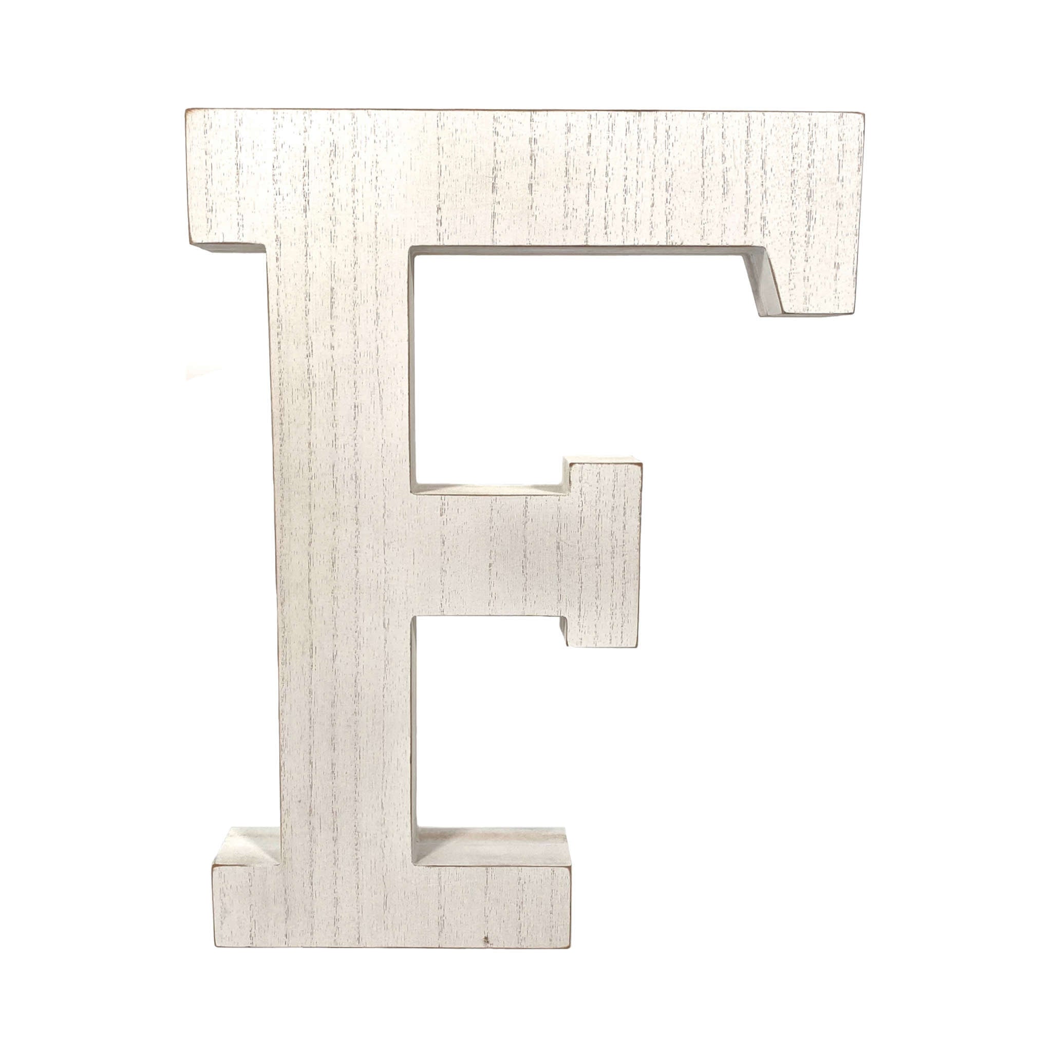 16" Distressed White Wash Wooden Initial Letter F Sculpture - Homeroots - Flyclothing LLC