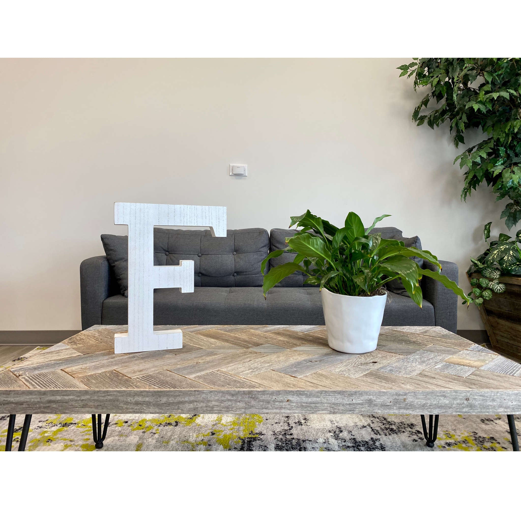 16" Distressed White Wash Wooden Initial Letter F Sculpture - Homeroots - Flyclothing LLC