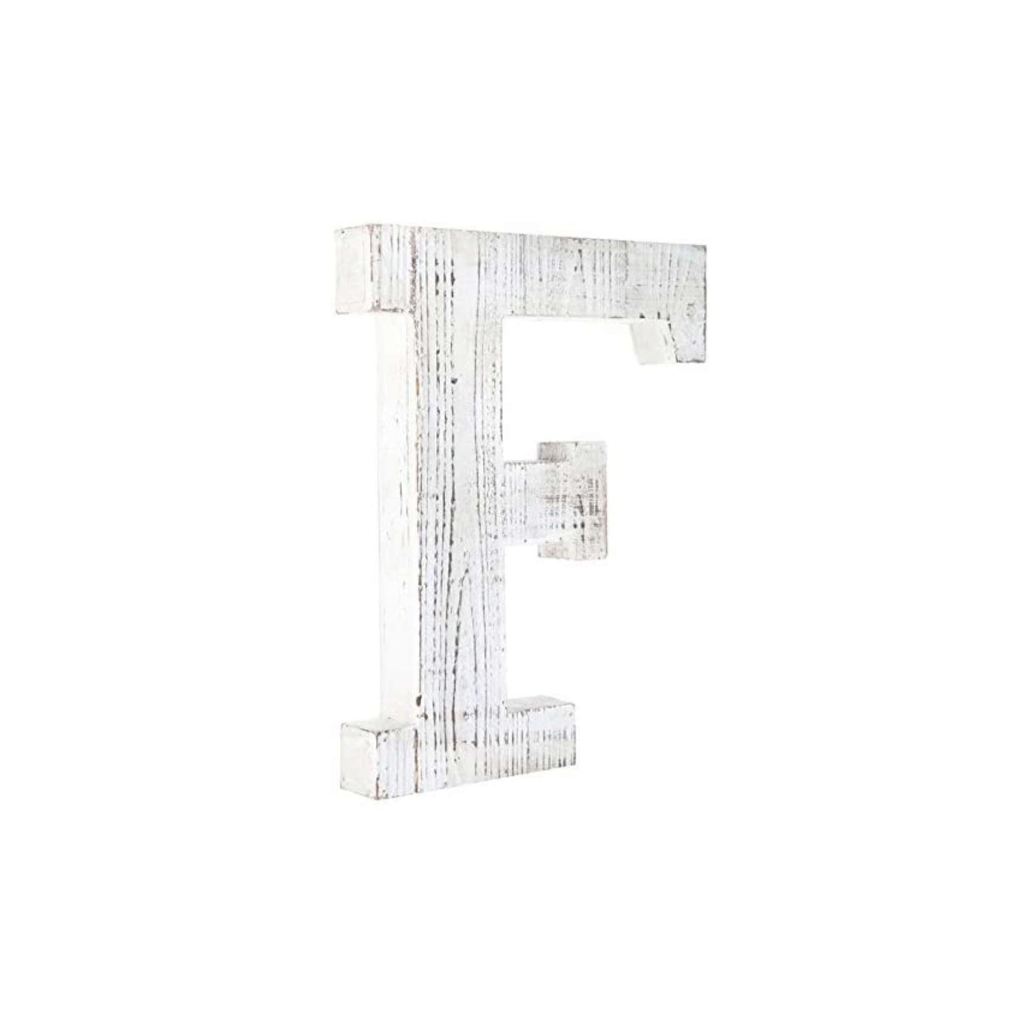 16" Distressed White Wash Wooden Initial Letter F Sculpture - Homeroots - Flyclothing LLC