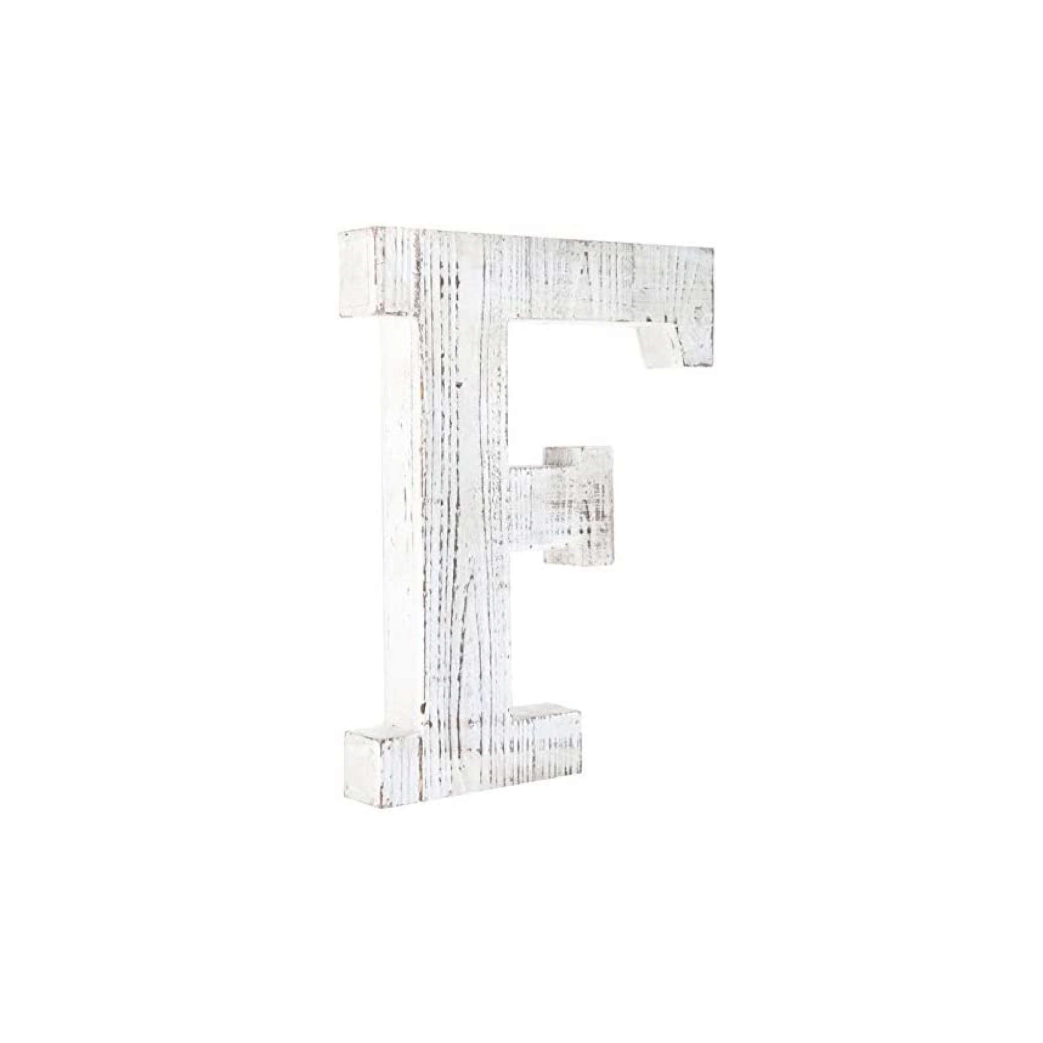 16" Distressed White Wash Wooden Initial Letter F Sculpture - Homeroots - Flyclothing LLC