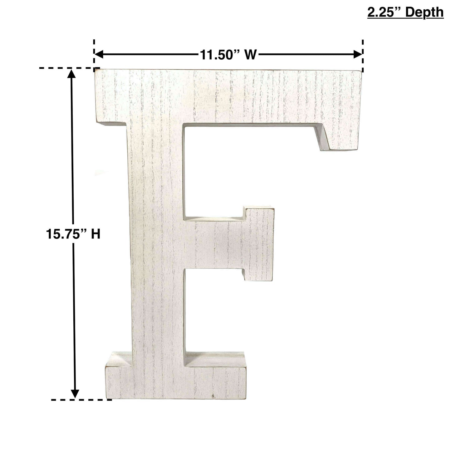 16" Distressed White Wash Wooden Initial Letter F Sculpture - Homeroots - Flyclothing LLC